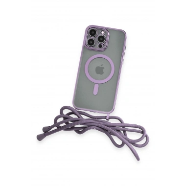 Mey İthalat®  iPhone 13 Pro Max Kılıf Divo Lazer Askılı Magsafe Kapak - Lila