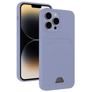 Mey İthalat®  iPhone 13 Pro Max Kılıf Kelvin Kartvizitli Silikon - Lila