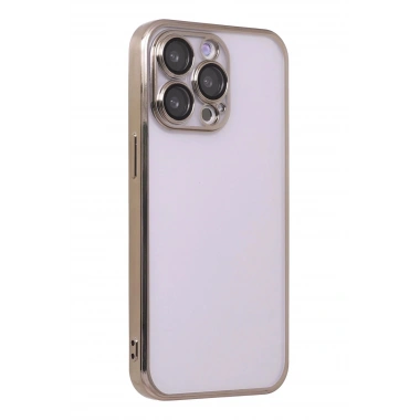 Mey İthalat®  iPhone 13 Pro Max Kılıf  Lensli Silikon - Gold
