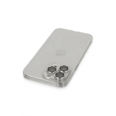 Mey İthalat®  iPhone 13 Pro Max Kılıf Luko Lens Silikon - Gümüş