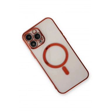 Mey İthalat® iPhone 13 Pro Max Kılıf Magneticsafe Lazer Silikon - Kırmızı