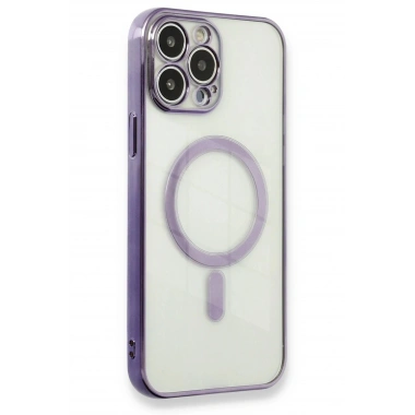 Mey İthalat®  iPhone 13 Pro Max Kılıf Magneticsafe Lazer Silikon - Mor