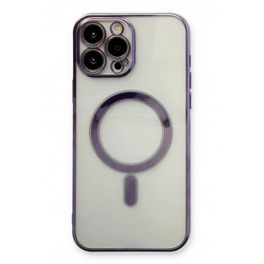 Mey İthalat®  iPhone 13 Pro Max Kılıf Magneticsafe Lazer Silikon - Mor
