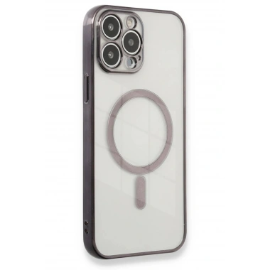Mey İthalat® iPhone 13 Pro Max Kılıf Magneticsafe Lazer Silikon - Siyah