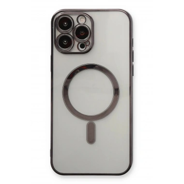 Mey İthalat® iPhone 13 Pro Max Kılıf Magneticsafe Lazer Silikon - Siyah