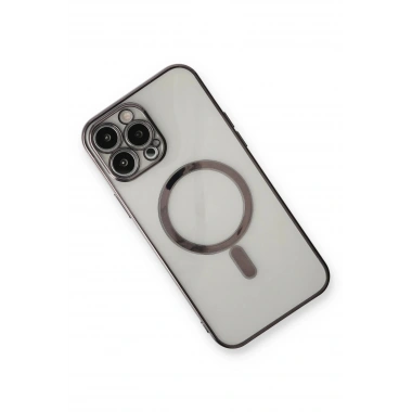 Mey İthalat® iPhone 13 Pro Max Kılıf Magneticsafe Lazer Silikon - Siyah