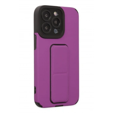 Mey İthalat®  iPhone 13 Pro Max Kılıf Mega Standlı Silikon - Mor