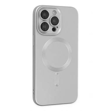 Mey İthalat® iPhone 13 Pro Max Kılıf Moshi Lens Magneticsafe Silikon - Gümüş