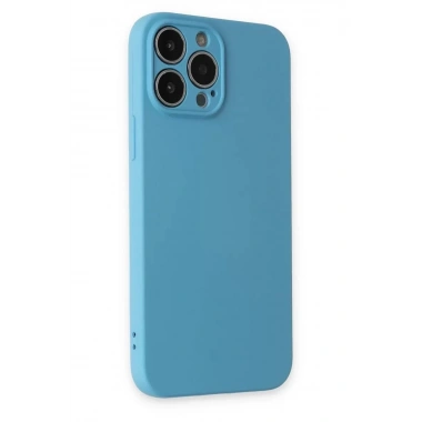 Mey İthalat®  iPhone 13 Pro Max Kılıf Nano içi Kadife Silikon - Mavi