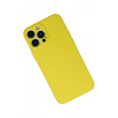 Mey İthalat®  iPhone 13 Pro Max Kılıf Nano içi Kadife Silikon - Sarı