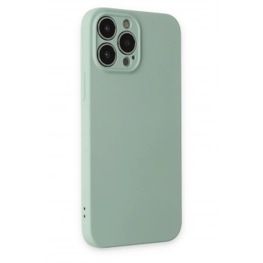 Mey İthalat®  iPhone 13 Pro Max Kılıf Nano içi Kadife Silikon - Su Yeşili