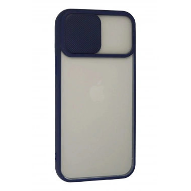 Mey İthalat® iPhone 13 Pro Max Kılıf Palm Buzlu Kamera Sürgülü Silikon - Lacivert