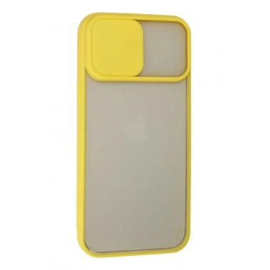 Mey İthalat® iPhone 13 Pro Max Kılıf Palm Buzlu Kamera Sürgülü Silikon - Sarı