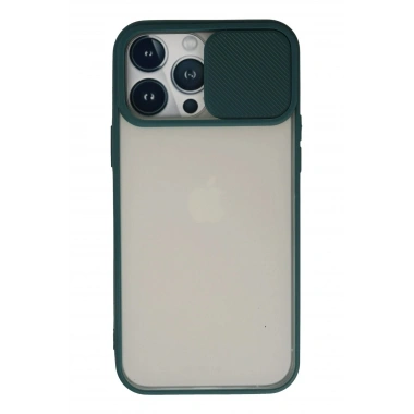 Mey İthalat® iPhone 13 Pro Max Kılıf Palm Buzlu Kamera Sürgülü Silikon - Yeşil