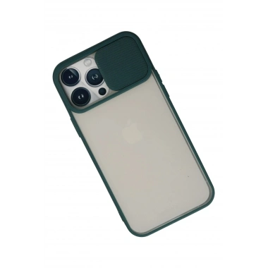 Mey İthalat® iPhone 13 Pro Max Kılıf Palm Buzlu Kamera Sürgülü Silikon - Yeşil