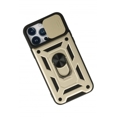 Mey İthalat®  iPhone 13 Pro Max Kılıf Pars Lens Yüzüklü Silikon - Gold