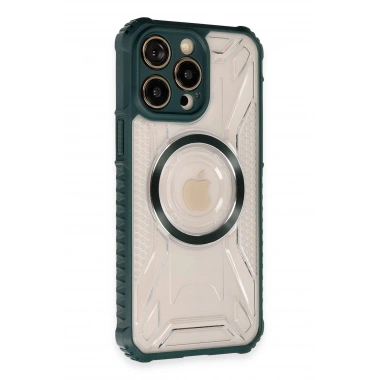 Mey İthalat® iPhone 13 Pro Max Kılıf Prag Magneticsafe Kapak - Koyu Yeşil
