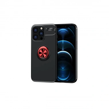 Mey İthalat® iPhone 13 Pro Max Kılıf Range Yüzüklü Silikon - Siyah-Kırmızı