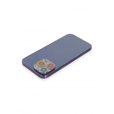 Mey İthalat® iPhone 13 Pro Max Renkli Kamera Lens Koruma Cam - Pembe-Mavi