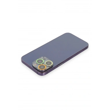 Mey İthalat® iPhone 13 Pro Max Renkli Kamera Lens Koruma Cam - Sarı-Turuncu