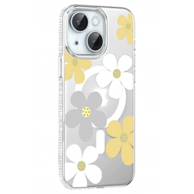 Mey İthalat®   iPhone 14 Floral Magsafe Kapak - Sarı