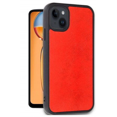 Mey İthalat®  iPhone 14 Kılıf Aras Deri Kapak - Kırmızı