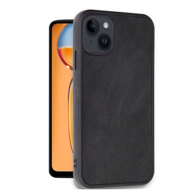 Mey İthalat®   iPhone 14 Kılıf Aras Deri Kapak - Siyah