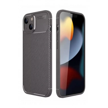 Mey İthalat®   iPhone 14 Kılıf Auto Focus Karbon Kapak - Gri