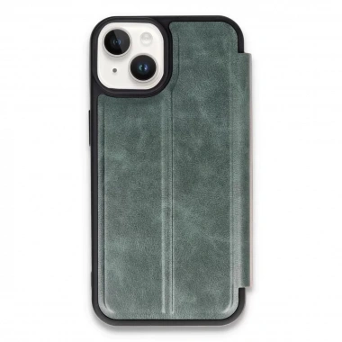 Mey İthalat® iPhone 14 Kılıf Flip Cover - Koyu Yeşil