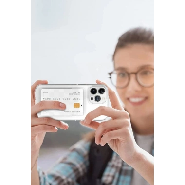 Mey İthalat®  iPhone 14 Kılıf Kart Şeffaf Silikon - Şeffaf