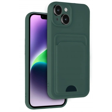 Mey İthalat®  iPhone 14 Kılıf Kelvin Kartvizitli Silikon - Koyu Yeşil