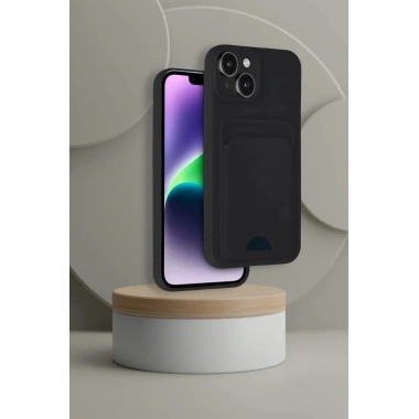 Mey İthalat®  iPhone 14 Kılıf Kelvin Kartvizitli Silikon - Siyah