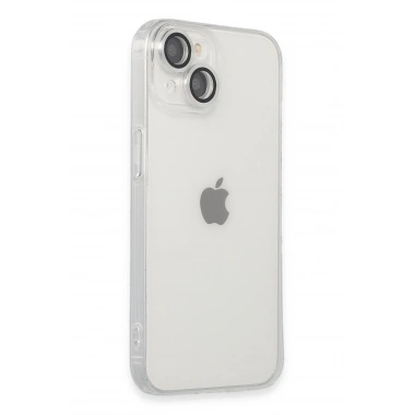 Mey İthalat® iPhone 14 Kılıf Luko Lens Silikon - Gümüş