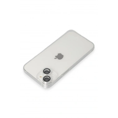 Mey İthalat® iPhone 14 Kılıf Luko Lens Silikon - Gümüş