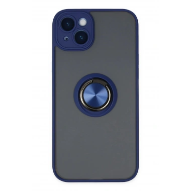 Mey İthalat®  iPhone 14 Kılıf Montreal Yüzüklü Silikon Kapak - Lacivert