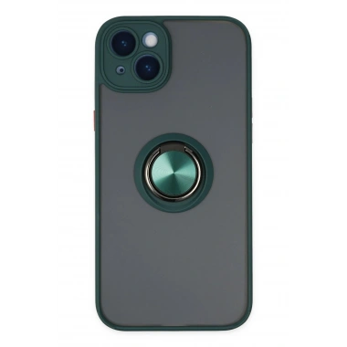 Mey İthalat®  iPhone 14 Kılıf Montreal Yüzüklü Silikon Kapak - Yeşil