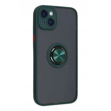 Mey İthalat®  iPhone 14 Kılıf Montreal Yüzüklü Silikon Kapak - Yeşil