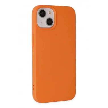 Mey İthalat®   iPhone 14 Kılıf Nano içi Kadife Silikon - Turuncu
