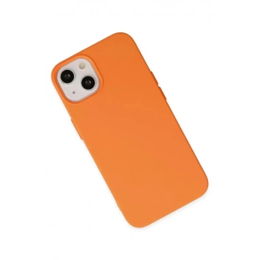 Mey İthalat®   iPhone 14 Kılıf Nano içi Kadife Silikon - Turuncu