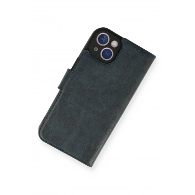 Mey İthalat®  iPhone 14 Kılıf Trend S Plus Kapaklı Kılıf - Lacivert