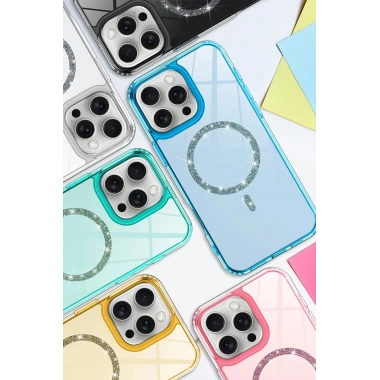 Mey İthalat®   iPhone 14 Live Diamond Magsafe Kapak - Mavi