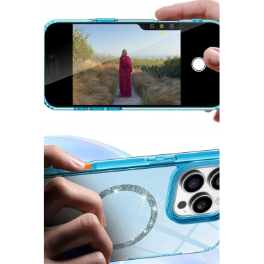 Mey İthalat®   iPhone 14 Live Diamond Magsafe Kapak - Mavi