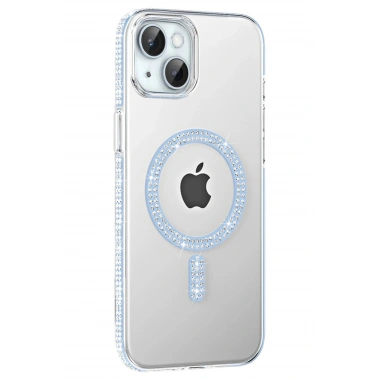 Mey İthalat®   iPhone 14 Move Taşlı Magsafe Kapak - Mavi
