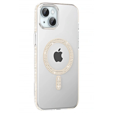 Mey İthalat®   iPhone 14 Move Taşlı Magsafe Kapak - Pembe