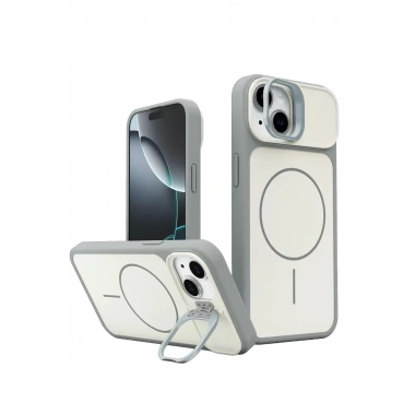 Mey İthalat®   iPhone 14 Pale Magsafe Standlı Kapak - Beyaz