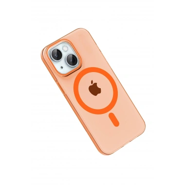 Mey İthalat®   iPhone 14 PC Blank Magsafe Kapak - Turuncu