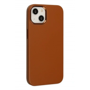 Mey İthalat® iPhone 14 Plus Kılıf Asya Deri Silikon - Kahverengi