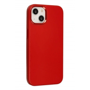 Mey İthalat® iPhone 14 Plus Kılıf Asya Deri Silikon - Kırmızı