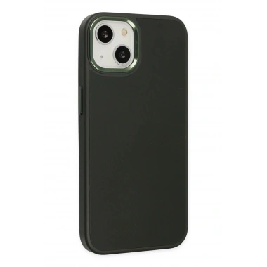 Mey İthalat® iPhone 14 Plus Kılıf Asya Deri Silikon - Koyu Yeşil