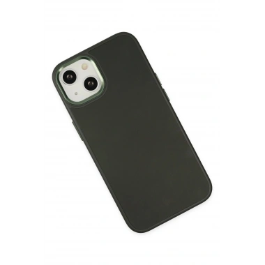 Mey İthalat® iPhone 14 Plus Kılıf Asya Deri Silikon - Koyu Yeşil